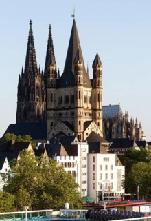 View from the Severinsbrücke bridge, behind it the cathedral, St., Sankt, Saint