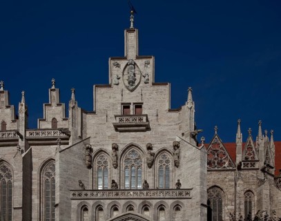 Mühlhausen, St Mary's Church. Partial view from south-east southern transept gable m so-called