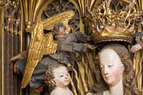 Marian altar (rosary altar) from the Heilig-Geist-Hospital, Lübeck or Hildesheim around 1525, angel