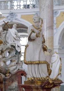 St Cyriacus at the altar of grace. The Vierzehnheiligen Basilica near Bad Staffelstein in the