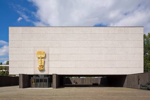 Built 1960-1961 by Hans Schädel and Friedrich Ebert, Feierhof, entrance façade of the church with