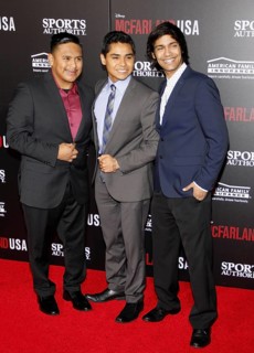 Ramiro Rodriguez, Rafael Martinez and Michael Aguero at the Los Angeles premiere of 'McFarland,