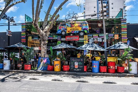 Graffiti art in the Bellavista neighbourhood, Santiago de Chile, Chile, South America