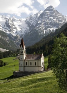 Italy S-Tyrol Trafoi am Stilfserjoch Village church in front of Ortler group Portrait, St., Saint,