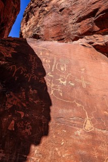 Atlatl Rock with rock carvings of the Nuwu and Southern Paiute, petroglyphs, Valley of Fire State