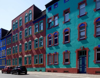 Magdeburg Otto-Richter-Straße southern part built 1904-16 colourfully redesigned from 1921 by Bruno