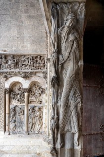 Moissac, Saint-Pierre Abbey, portal of the abbey church, trumeau pillar with Prophet Jeremiah,