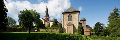 General view with school chapel, military hospital building from the east, St., Sankt, Saint