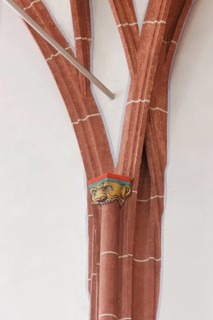 Detail on a pillar of the south wall: pillar eater, St., Saint, Saint