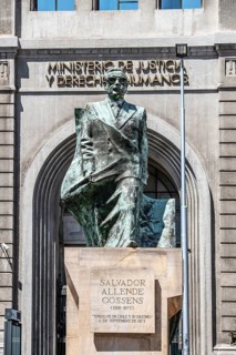 Monument to Salvador Allende Gossens in front of the Ministry of Justice, Santiago de Chile, Chile,