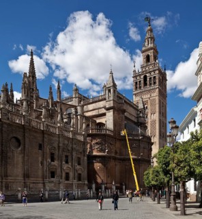 Seville, Cathedral. Seville Cathedral with bell tower, St, Saint, Saint