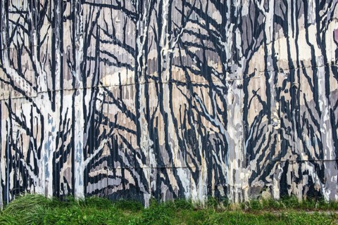 Mural depicting the cultural heritage of the Aonikenk and Kaweshar ethnic groups, Puerto Natales,