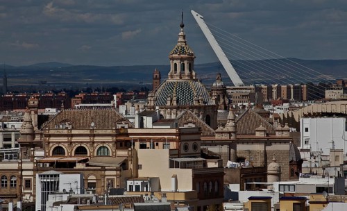 Seville, Cathedral. View from the south from the bell tower of Seville Cathedral, St, Saint, Saint