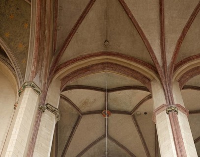 Nave, view of the south-eastern pillars and the vault of the side aisle, St., Sankt, Saint
