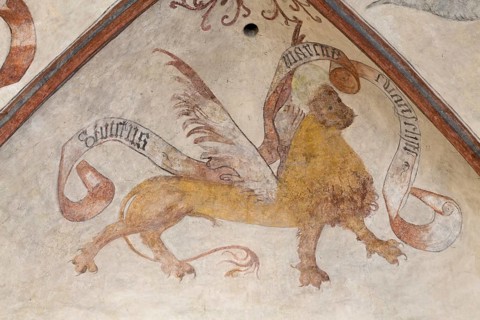 Medieval vault painting in the choir, St Mark the Evangelist as a lion, St Mark's lion, Saint,