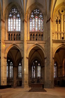View from the north through the nave to the south wall, on the right tower bay, St., Sankt, Saint