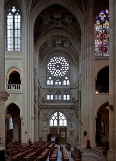 Senlis, Cathedral Notre-Dame, view from the south into the northern transept arm, St., Saint, Saint