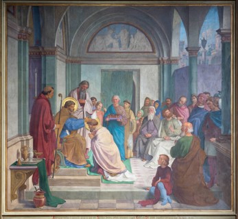Built by Ernst Zwirner, fresco on the east wall of the south transept