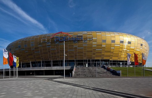Football stadium built in 2011 by architects RKW Rhode Kellermann Wawrowsky for the 2012 European
