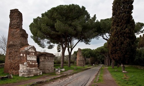 Street scene, far left Tomba dei Festoni