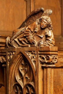 Choir stalls, (1505-1508), angel with small inkwell, St., Saint, Saint
