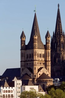 View from the Severinsbrücke bridge, behind it the cathedral, St., Sankt, Saint