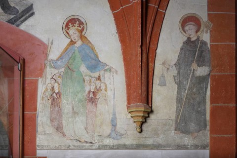 South aisle, frescoes in the 2nd bay, protective mantle Ursula Church of St., Church of St., St.,