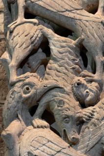 Souillac, former abbey church of Sainte-Marie, portal sculptures, relocated to the interior in the