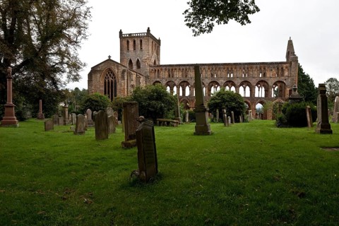 View from north with historic cemetery, St., Sankt, Saint