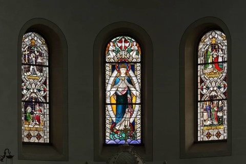 Art Nouveau window in choir (1911), St., Sankt, Saint