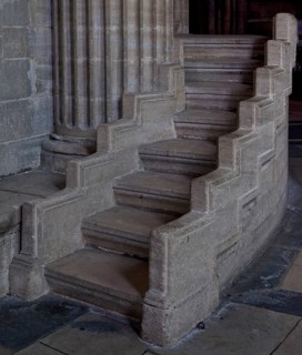 Consecrated in 1077, staircase in the ambulatory, fluted column, St., Sankt, Saint