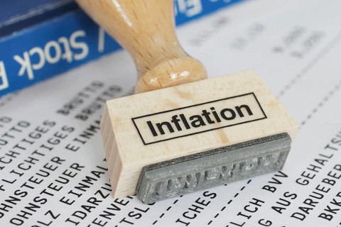 Stamp with the inscription Inflation, prices, price development, price increase, inflation rate,