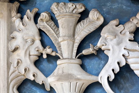 Constance, Minster, west gallery around 1516, masks and animals