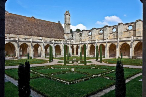Cistercian abbey founded in 1228, cloister courtyard to the north with remains of the south wall of