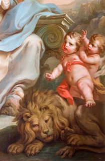 Wall painting by Stefano Torelli: Allegorical figures of the virtues of the councillors