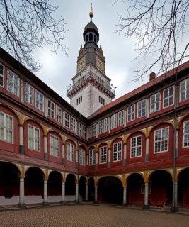 WolfenbŸttel ducal castle 78956 Eastern corner of the courtyard with wooden arcades and castle