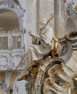 St Egidius at the altar of grace. The Vierzehnheiligen Basilica near Bad Staffelstein in the