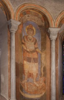 Romanesque fresco in the choir apse, St., Saint, Saint