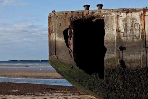 Channel coast with relics of the allied MULBERRY landing party on the sixth of June 1944, so-called