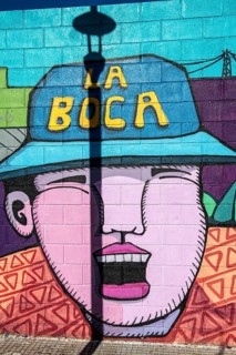 Mural complex at the entrance to the La Boca neighbourhood, Buenos Aires, Argentina, South America