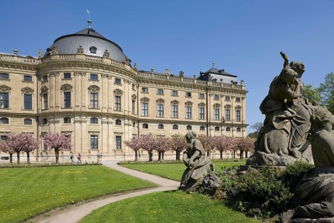 Garden façade with cherry blossom