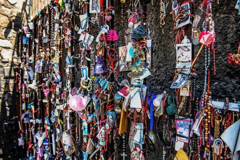 Acknowledgements and wishes to the Holy Mother Mary on the Cerro San Cristobal, Santiago de Chile,