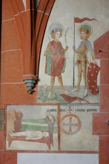 South aisle, frescoes in the 2nd bay, apostle cross, St Vitus, St Quirinus Church of St, Church of