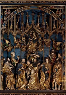 Main altar by Veit Stoß 1477-1489, centre shrine: Death and Assumption of the Virgin Mary, St.,