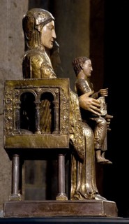 Romanesque seated Madonna, St., Saint, Saint