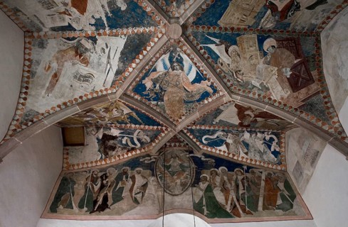 Italy S-Tyrol Tisens cemetery chapel vault painting