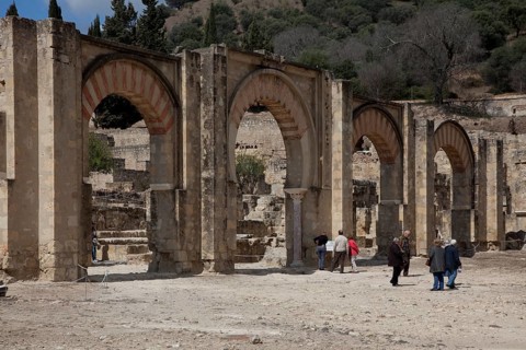 Medina Azahara, ruins of the palace city. Large portal complex on the parade ground