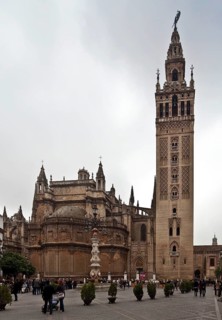 Seville, Cathedral. View with bell tower GIRALDA from east Seville, Cathedral Seville, Cathedral,