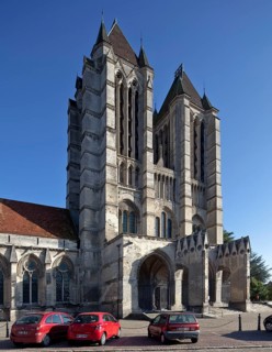 Built 1145-1235, view from south-west with the south tower on the right in 1220 and the north tower