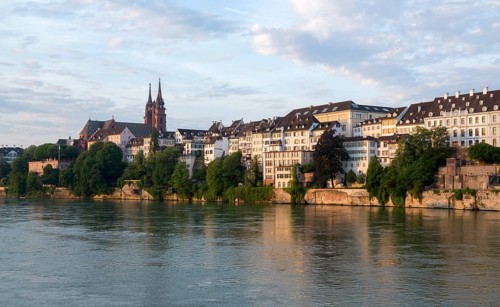 Basel, Minster (Basler Münster), view from north-east over the Rhine
